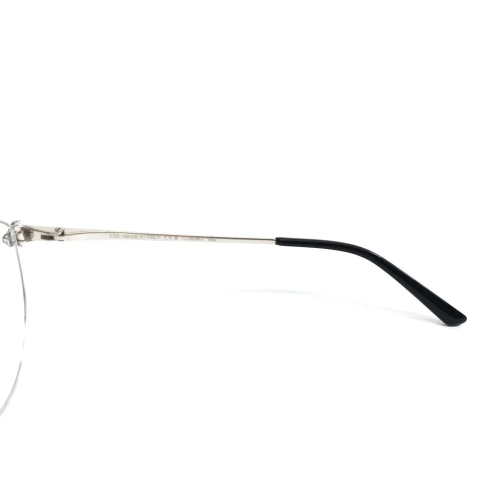Cartier Eyeglasses Frames CT0234O 002 Shiny Silver Cat Eye Wire Rim 54-19-135